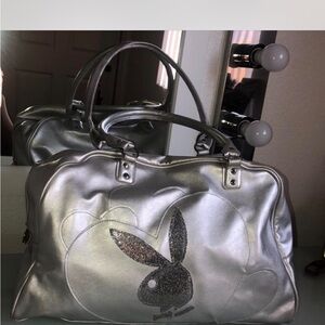 Playboy Metallic Silver Tote Bag